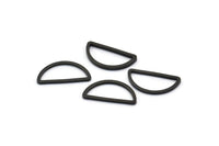 Black Half Moon - 50 Brass Black Oxidized Semi Circle Connectors (8x16x0.80mm) D0008 S509