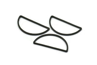 Black Half Moon - 12 Brass Black Oxidized Semi Circle Connectors (15x30x1.2mm) BS 1173 S587