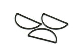 Black Half Moon - 12 Brass Black Oxidized Semi Circle Connectors (15x30x1.2mm) BS 1173 S587