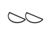 Black Half Moon - 12 Brass Black Oxidized Semi Circle Connectors (15x30x1.2mm) BS 1173 S587