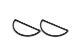 Black Half Moon - 12 Brass Black Oxidized Semi Circle Connectors (15x30x1.2mm) BS 1173 S587