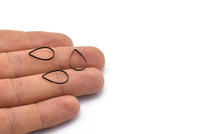 Black Drop Ring, 50 Oxidized Brass Black Drop Connectors (16x11x0.8mm) BS 1134 S550