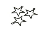 Black Star Charm - 20 Oxidized Brass Black Star Charms With 1 Loop (23mm) A0301 S544