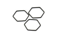 Black Hexagon Ring Charm, 24 Black Oxidized Brass Hexagon Shaped Ring Charms (20x0.80mm) BS 1175 s609
