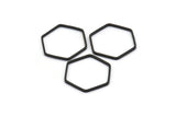 Black Hexagon Charm, 25 Black Oxidized Brass Hexagon Ring Charms (16x0.8mm) BS 1202 S545