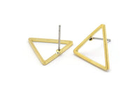 Brass Triangle Earring, 12 Raw Brass Triangle Stud Earrings (17x1mm) Bs 1025 A2261