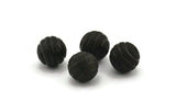 Black Ball Bead, 10 Oxidized Black Brass Spacer Beads, Findings (12mm) D1238 S1105
