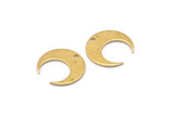 Brass Moon Charms, 24 Raw Brass Crescent Moon Charms With 1 Hole, Pendants, Earrings, Findings (14x13.5x5x0.8mm) BS 2364