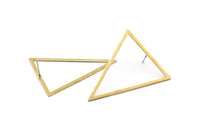Brass Triangle Earring, 4 Raw Brass Triangle Stud Earrings (53x53x40mm) Bs-1307 A1284
