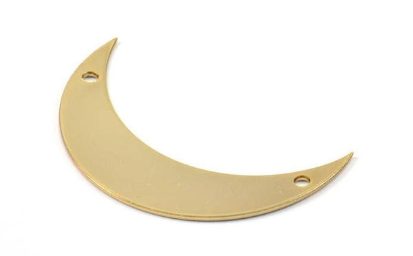 Gold Crescent Charm, 2 Gold Plated Moons with 2 Holes (44x11x0.80mm) Moon18 Q0279