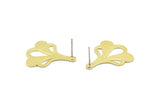 Brass Leaf Earring, 6 Raw Brass Leaf Stud Earrings (25x21x0.80mm) M03267 A2611