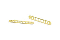 Pirinç Oval Küpe, 4 Ham Pirinç Oval Ay Evreleri Şekilli Çivi Küpe (50x7x0,80 mm) M03295 A2603
