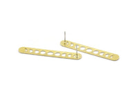 Pirinç Oval Küpe, 4 Ham Pirinç Oval Ay Evreleri Şekilli Çivi Küpe (50x7x0,80 mm) M03295 A2603