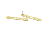 Pirinç Oval Küpe, 4 Ham Pirinç Oval Ay Evreleri Şekilli Çivi Küpe (50x7x0,80 mm) M03295 A2603