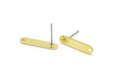 Brass Oval Earring, 12 Raw Brass Oval Shaped Stud Earrings With 1 Hole (17x4x0.80mm) M03117 A2613