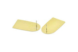 Brass Stud Earring, 2 Raw Brass D Shaped Stud Earrings (35x20x0.80mm) M03180 A2596
