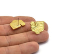 Brass Bird Earring, 2 Raw Brass Bird Stud Earrings (20x16x1.5mm) N1689