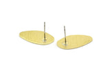Brass Irregular Earring, 4 Textured Raw Brass Irregular Shaped Stud Earrings (20x11x0.80mm) M03263 A2618