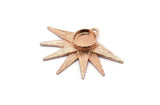 Rose Gold Sun Charm, 2 Rose Gold Plated Brass Sunshine Charms With 1 Loop, Pendants, Earrings (34x26x0.80mm) N0721 Q0810