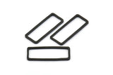 Black Rectangle Charm, 50 Oxidized Brass Black Rectangle Charms (9x24mm) D0193 S497