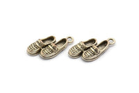 Gümüş Ayakkabı Süsü, 1 Halkalı 6 Antik Gümüş Kaplama Pirinç Ayakkabı Süsü Küpe, Kolye Uçları, Bulgular (18x8mm) N0893