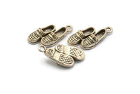 Gümüş Ayakkabı Süsü, 1 Halkalı 6 Antik Gümüş Kaplama Pirinç Ayakkabı Süsü Küpe, Kolye Uçları, Bulgular (18x8mm) N0893