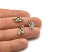 Gümüş Ayakkabı Süsü, 1 Halkalı 6 Antik Gümüş Kaplama Pirinç Ayakkabı Süsü Küpe, Kolye Uçları, Bulgular (18x8mm) N0893
