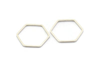 Silver Hexagon Ring Charm, 25 Antique Silver Plated Brass Hexagon Shaped Ring Charms (18x0.80mm) Bs 1174 H0241
