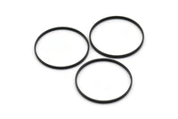 Black Circle Connectors, 12 Oxidized Brass Black Circle Connectors (35x0.8x2mm) D0315 S849