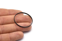 Black Circle Connectors, 12 Oxidized Brass Black Circle Connectors (35x0.8x2mm) D0315 S849