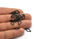 Black Diamond Charm, 50 Oxidized Brass Black Open Diamond Ring Charms (7.5x14x1mm) D0030 S852