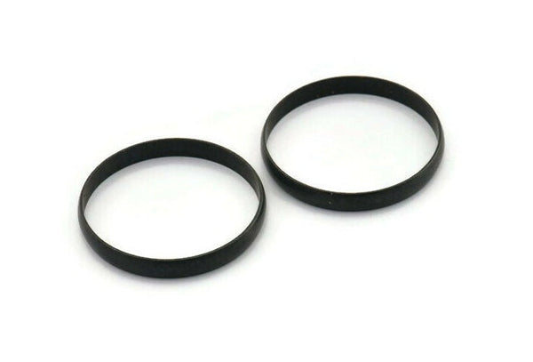 Black Circle Connectors, 2 Oxidized Black Brass Circle Connectors (40x1.5x5mm) D1343 H1389