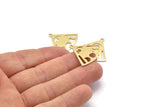 Brass Triangle Charm, 6 Raw Brass Moon Phases Charms With 1 Loop, Blanks (27x23x0.80mm) M03335