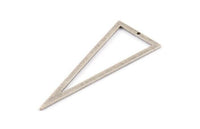 Gümüş Üçgen Charm, 1 Delikli 8 Dokulu Antik Gümüş Kaplama Pirinç Üçgen Charm (50x20x0,80 mm) D1359 H1386