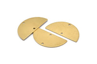 Semi Circle Pendant, 10 Raw Brass Semi Circle Blanks With 2 Holes (30x15x0.80mm) D0388