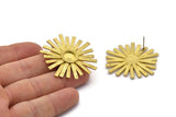 Brass Sun Earring, 2 Raw Brass Sunshine Stud Earrings - Pad Size 8mm N0708