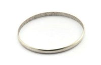 Silver Circle Connectors, 2 Antique Silver Plated Brass Circle Connectors (70x1.5x5mm) D1457 H1231
