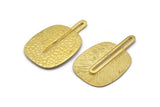 Raw Brass Charm, 2 Raw Brass Textured Charms, Earrings (43x28x0.80mm) N0716