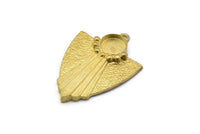 Brass Badge Charm, 2 Raw Brass Rosette Charms With 1 Loop, Pendants, Earrings (36x26x1mm) N0715