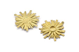 Brass Sun Charm, 2 Raw Brass Sunshine Charms With 1 Loop, Pendants, Earrings (32x35mm) N0722