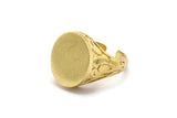 Brass Ring Settings, 2 Raw Brass Adjustable Duke Rings - Pad Size 16x14mm N0730
