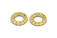 Brass Ring Charm, 12 Raw Brass Wavy Round Charm Earrings With 1 Hole, Findings (18x1mm) D889