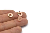Copper Circle Earring, 12 Raw Copper Circle Stud Earrings (10x0.80mm) M006 A1502