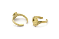 Brass Ring Settings, 4 Raw Brass Adjustable Sunrise Rings - Pad Size 6mm N0737