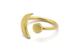 Universe Cosmos Ring - 5 Raw Brass Moon And Planet Rings - Round Cabochon Size: 6mm N0127