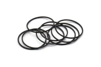 Black Circle Connectors - 25 Oxidized Brass Black Circle Connectors (26x1x1mm) Bs 1091 S465