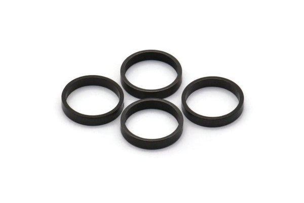 Black Circle Connectors - 24 Oxidized Brass Black Circle Connectors (12x0.8x2mm) D0306 S220