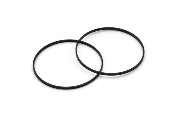 Black Circle Connectors, 6 Oxidized Brass Black Circle Connectors (45x0.75x1.8mm) Bs 1072 S253