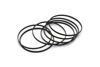 Black Circle Connectors, 6 Oxidized Brass Black Circle Connectors (45x0.75x1.8mm) Bs 1072 S253