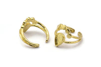 Brass Ring Settings, 3 Raw Brass Drop Ring With 1 Stone Setting - Pad Size 9x6mm V047  V077